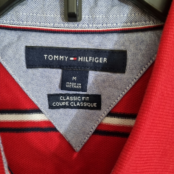 Tommy Hilfiger Men's, short sleeve polo shirt red, white and black stripe Size M - Picture 6 of 8